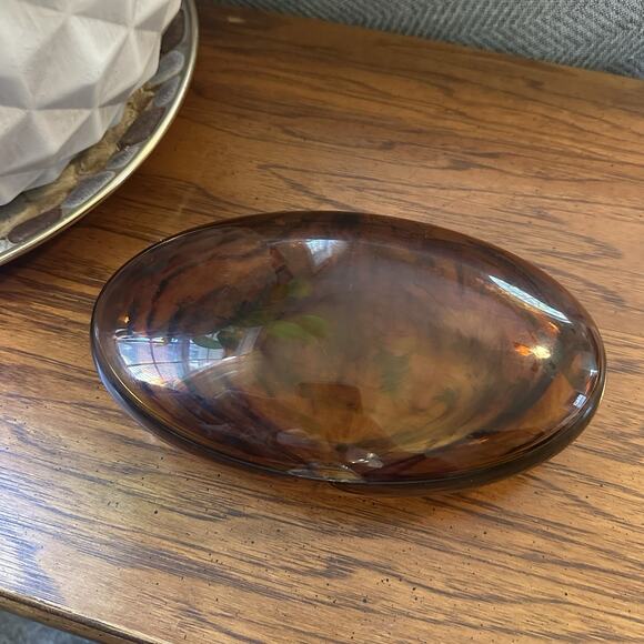 Vintage Faux Tortoise Shell Acrylic Plastic Oval Hinged Trinket Jewelry Box - Picture 6 of 11